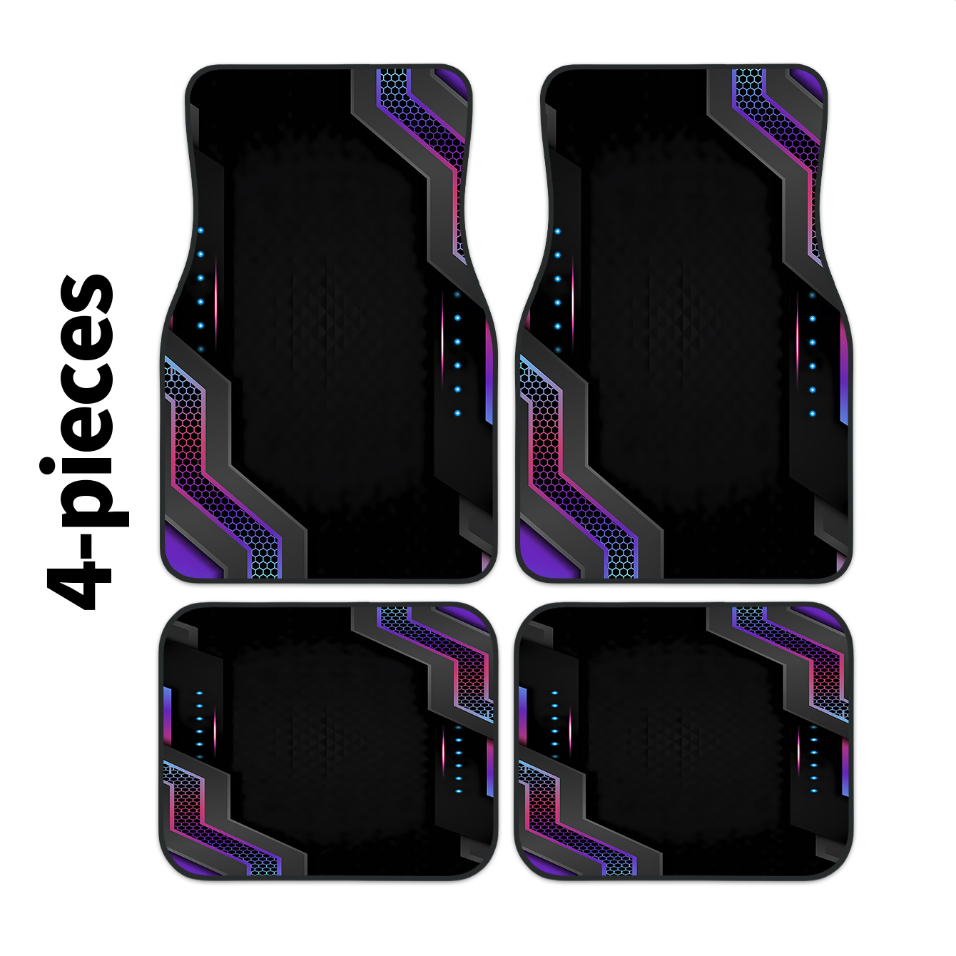 Tech Accessories Luxury - 4 tappetini per auto stampati con